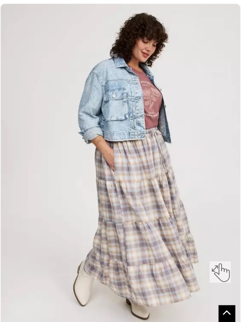 torrid Plaid Tiered Maxi Skirt in Pastel Neutrals